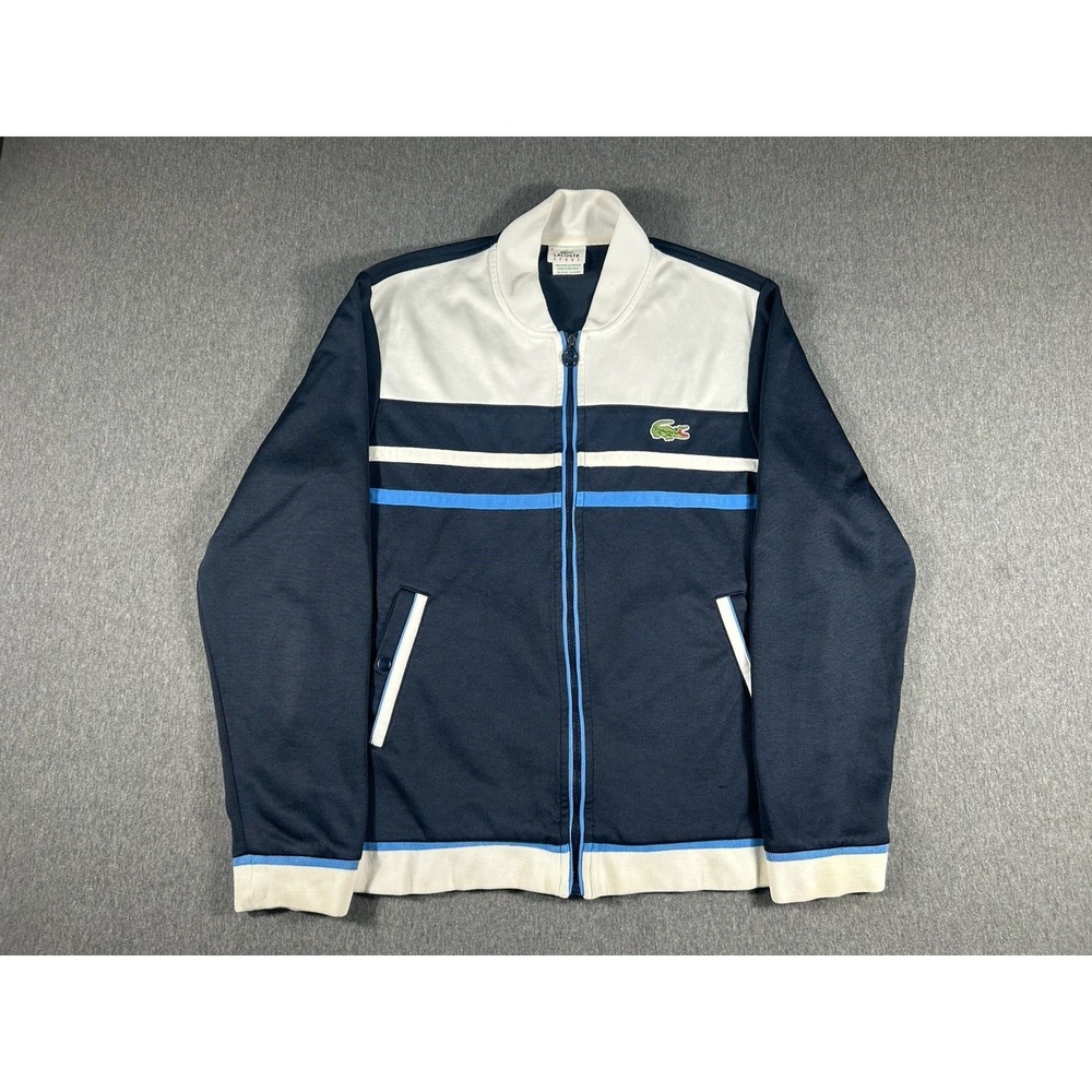 Vintage Lacoste Sport Colorblock Zip-Up Track Jacket Navy/White Size 5